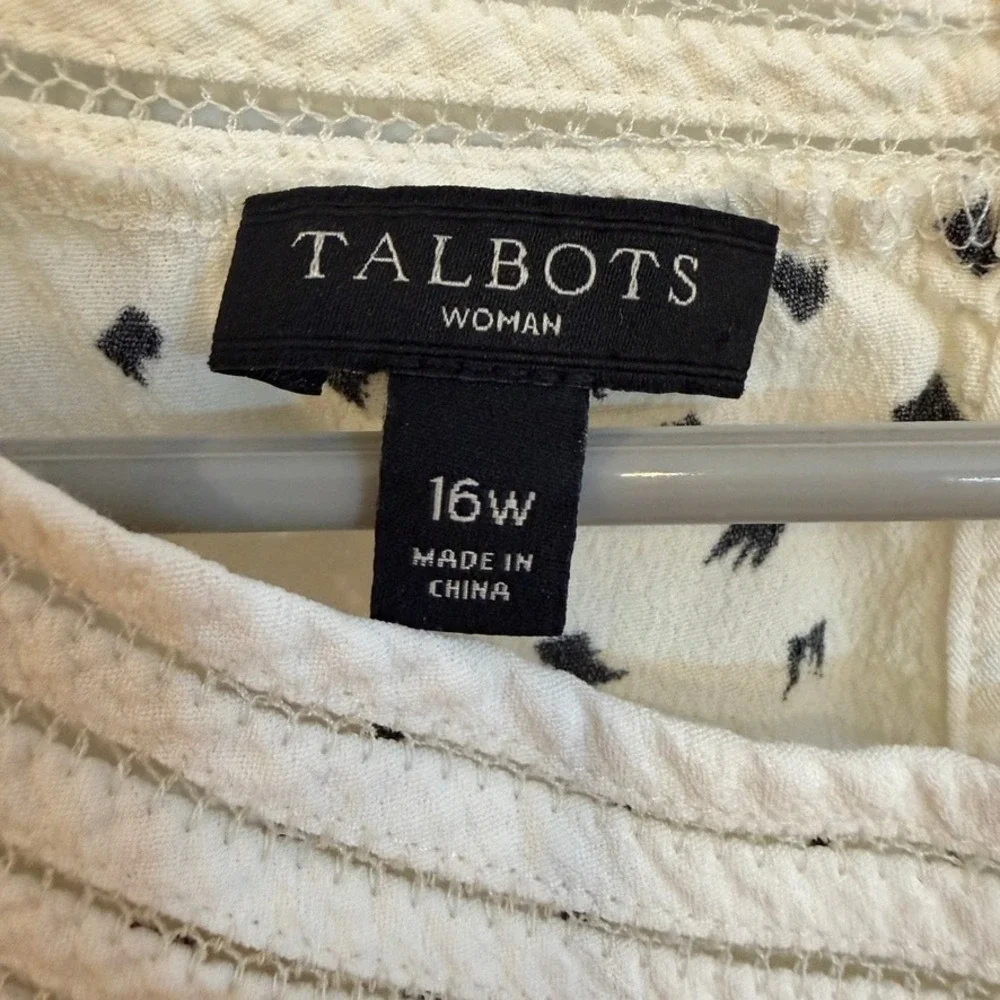 Talbots Woman16W Ivory & Black Sleeveless Textured Yoke Blouse Workwear - Picture 5 of 7